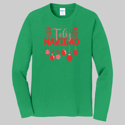 Adult Long Sleeve Shirt - Feliz Festive - Red Thumbnail