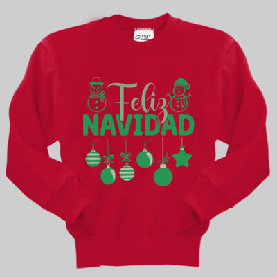 Youth Crewneck - Feliz Festive - Green Thumbnail