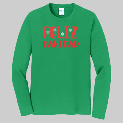 Adult Long Sleeve Shirt - Feliz Navidad - Red Thumbnail