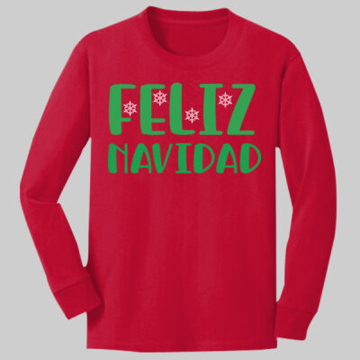 Youth Long Sleeve Shirt - Feliz Navidad - Green Thumbnail