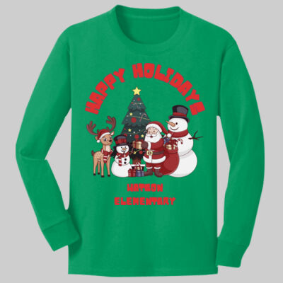 Youth Long Sleeve Shirt - Happy Holidays - Red Thumbnail