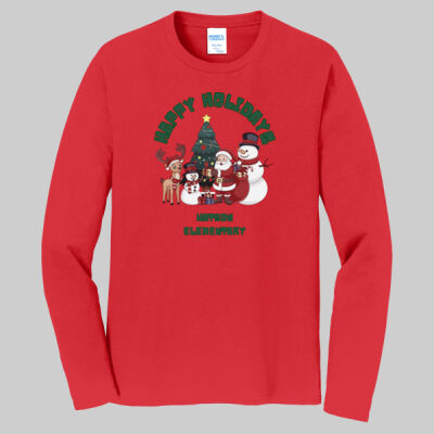 Adult Long Sleeve Shirt - Happy Holidays - Green Thumbnail