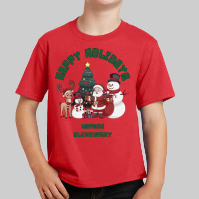 Youth T-Shirt - Happy Holidays - Green Thumbnail