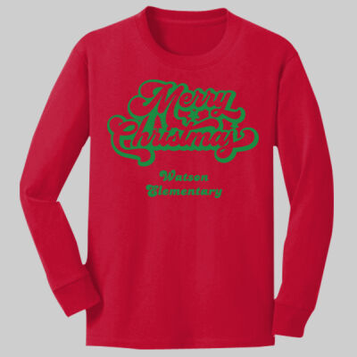Youth Long Sleeve Shirt - Merry Christmas - Green Thumbnail