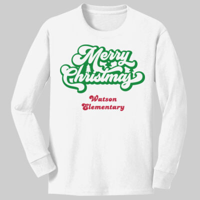 Youth Long Sleeve Shirt - Merry Christmas - Green & Red Thumbnail