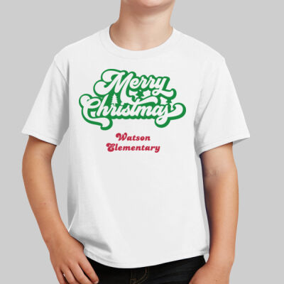Youth T-Shirt - Merry Christmas - Green & Red Thumbnail